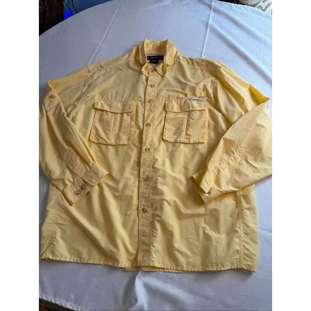 ExOfficio Adventure Shirt Extra Large Yellow Mesh Fishing Performance Vented Men